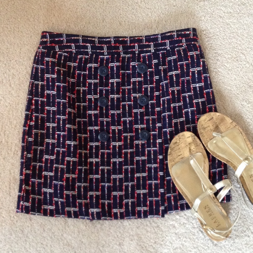 🇺🇸 LOFT 🇺🇸skirt 2p buttons checked pattern 2 Pencil Lined